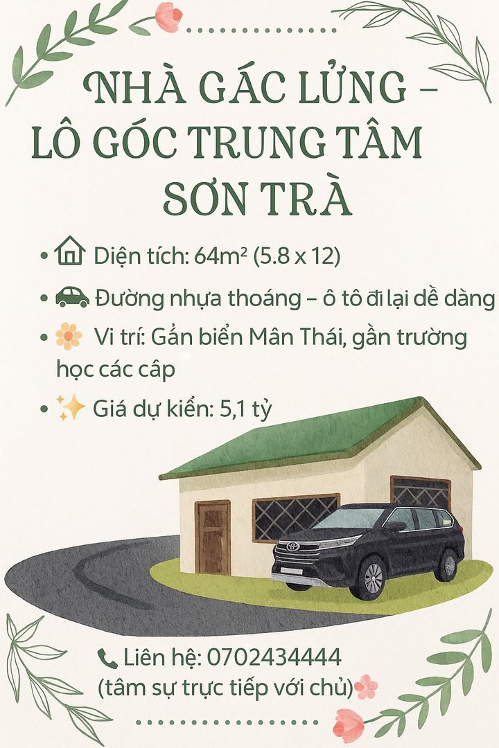 Nhà 2 tầng lô góc phường Mân Thái 64m² giá 5.1 tỷ - Gần biển tiện nghi!