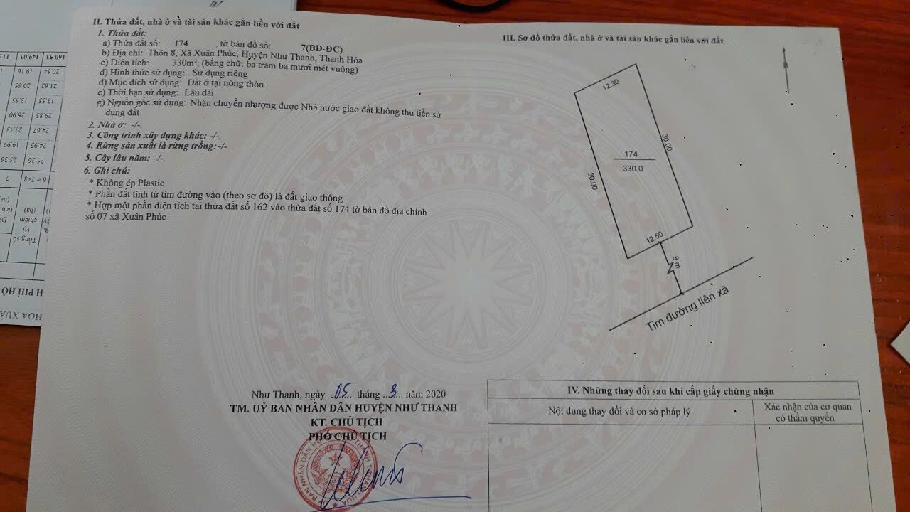 Đất ở xã Yên Thọ Như Thanh 330m² giá 1.3 tỷ - Đối diện hồ đẹp!