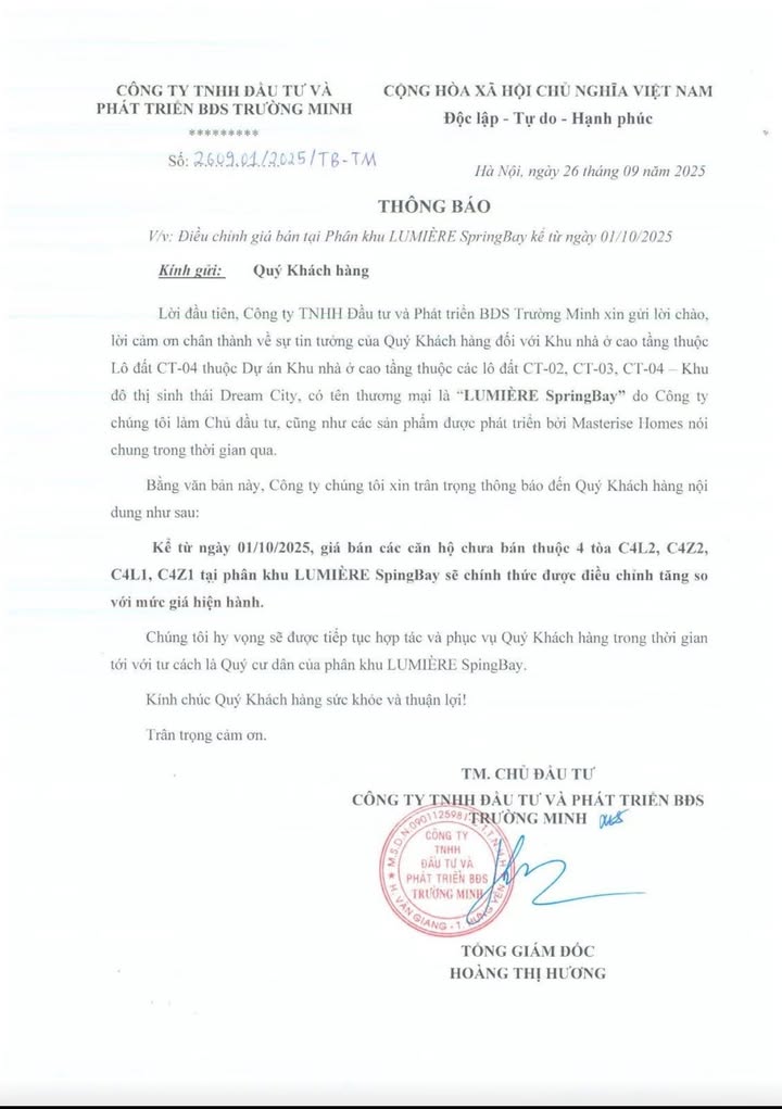 Căn hộ 3 phòng ngủ LUMIÈRE SpringBay 97m² giá 1 tỷ - Cơ hội cuối cùng sở hữu ngay!