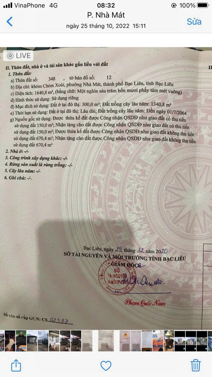 Bán đất và nhà ở phường Nhà Mát, TP Bạc Liêu - Diện tích 1641m² chỉ từ 1.75 tỷ VND
