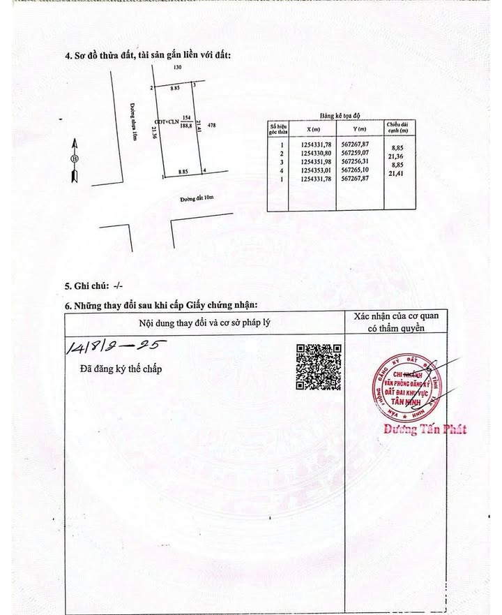 Đất 2 mặt tiền đường nhựa tại phường Bình Minh, Tây Ninh 188m² chỉ 1.55 tỷ - Sổ đỏ chính chủ!