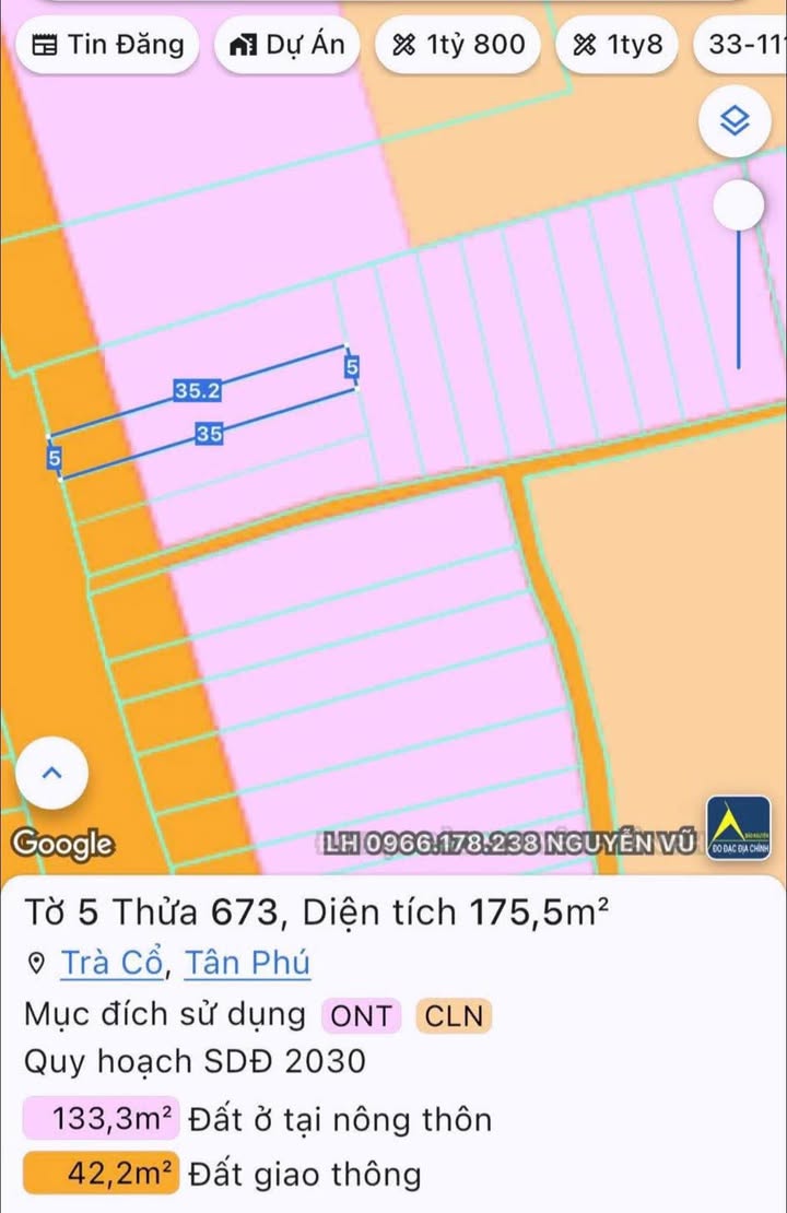 Đất nền chính chủ tại Trà Cổ - Tân Phú 175m² giá 1.45 tỷ - Thích hợp kinh doanh và định cư