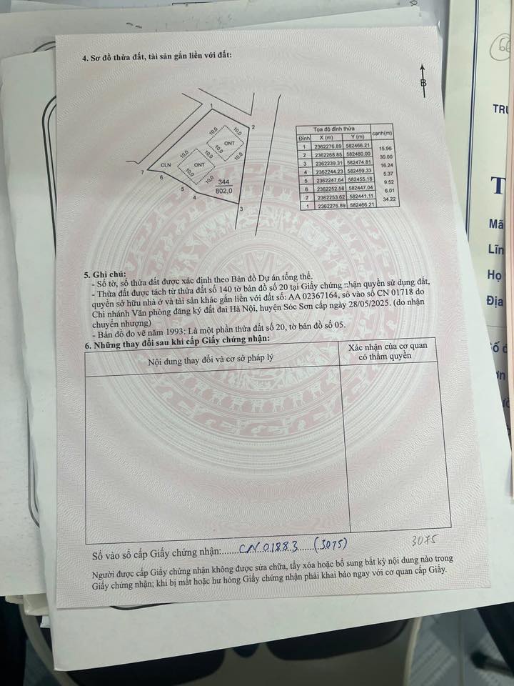 Đất thổ cư Phúc Xuân Sóc Sơn 802m² giá 4.812 tỷ - Tiềm năng sinh lời cao!