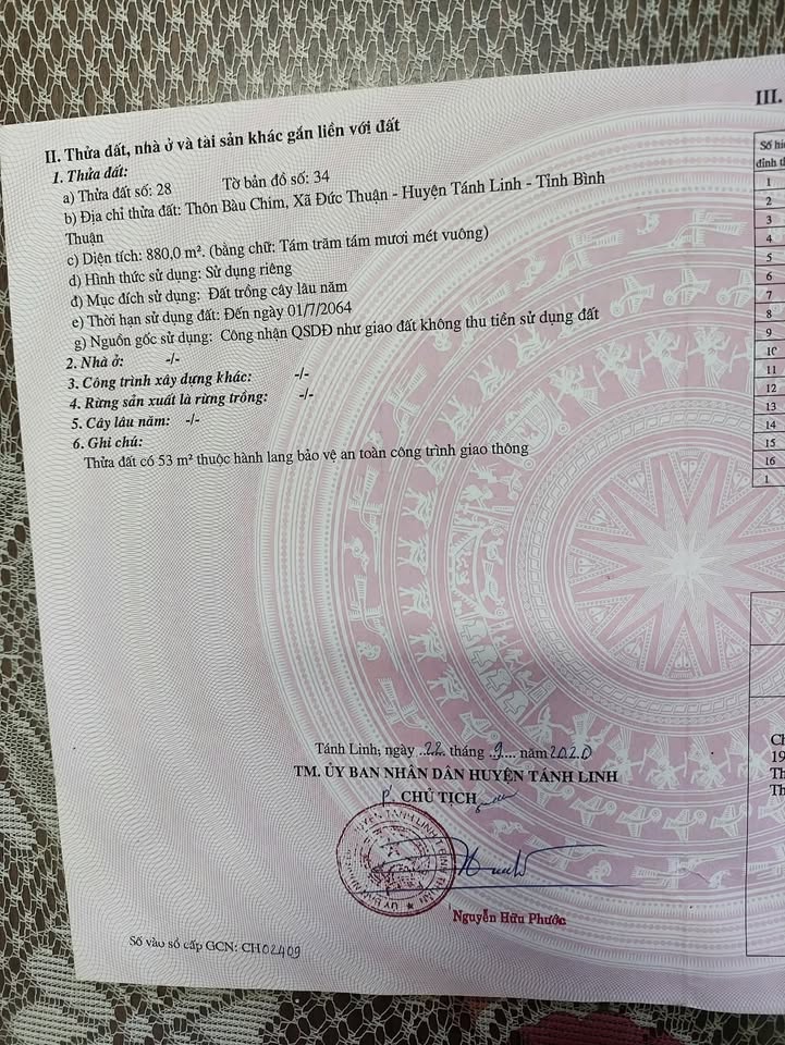 Đất mặt tiền đường Thác Bà, Tánh Linh, Bình Thuận 900m² giá 600 triệu - Cơ hội đầu tư hấp dẫn!