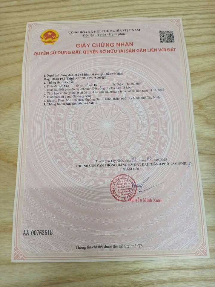 Đất thổ cư Ninh Hòa, Tây Ninh 377m² giá 1.75 tỷ - Cơ hội đầu tư hấp dẫn!