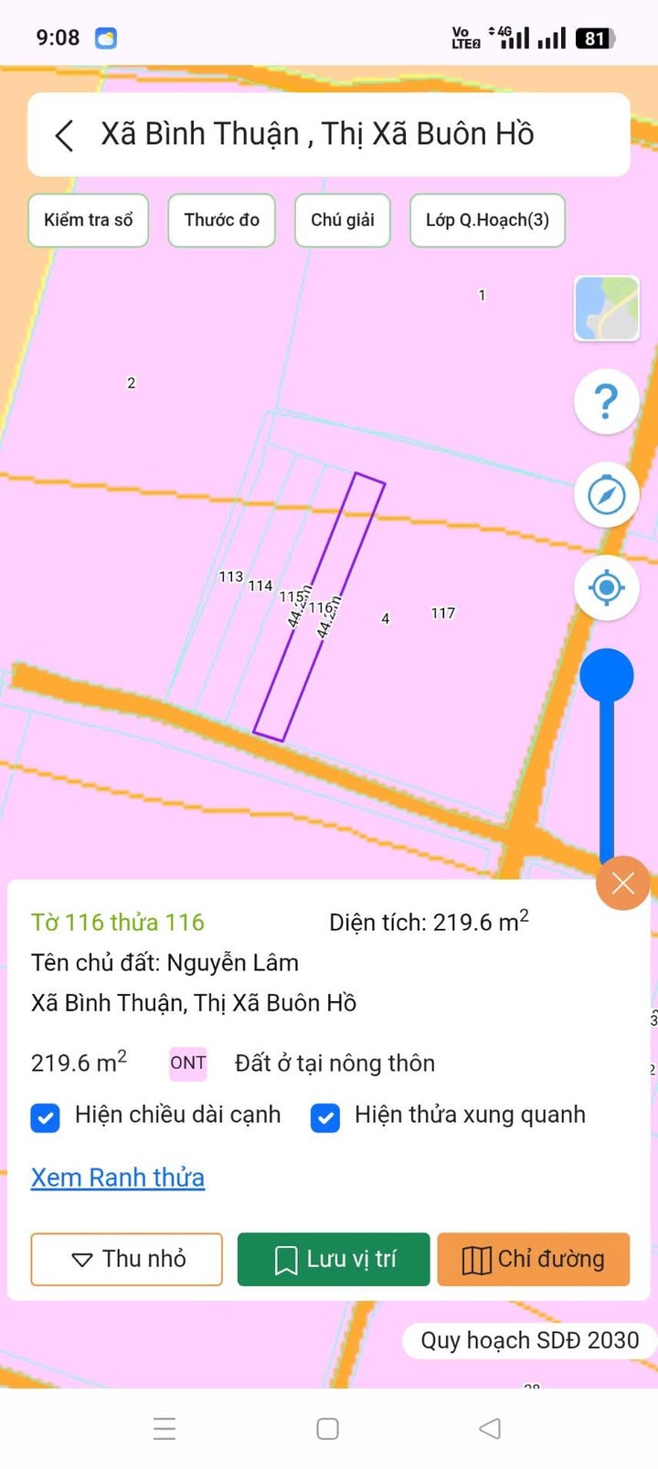 Đất thổ cư 220m² đường QH 8m tại phường Cư Bao - Giá tốt, pháp lý rõ ràng!