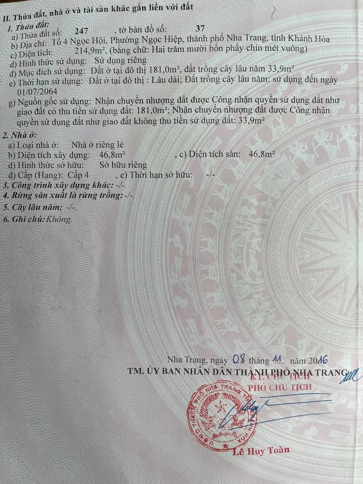 Bán nhà hẻm 58 Hương Lộ Ngọc Hiệp 215m² giá 3.6 tỷ - Đường ô tô vào tận nhà!