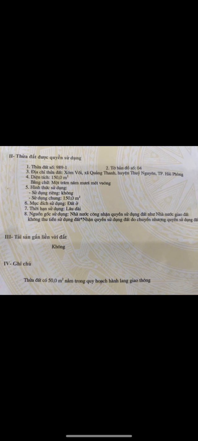 Đất nền mặt đường 352 Thủy Nguyên 150m² giá chỉ 4 tỷ - Cơ hội đầu tư hấp dẫn!