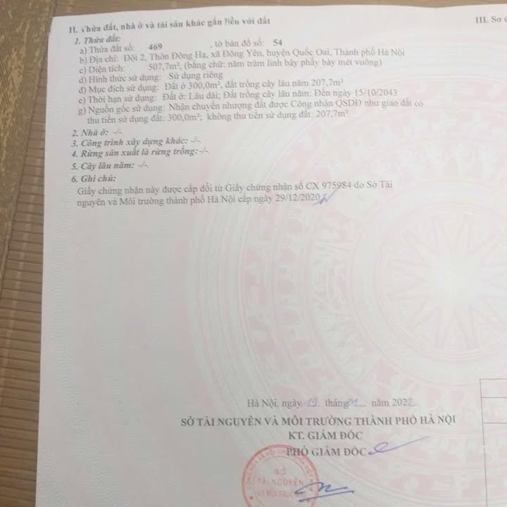 Đất nền Đông Hạ, Phú Cát, Hà Nội 507m² giá 7.1 tỷ - Cơ hội đầu tư vàng!