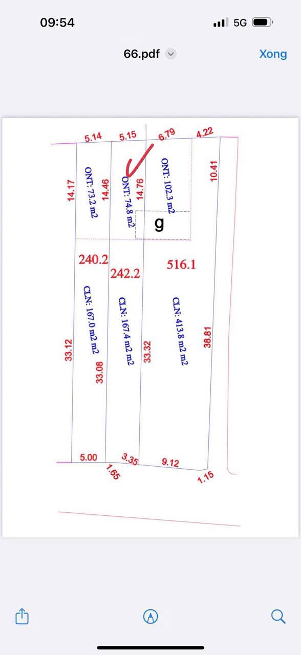 Đất thổ cư Lục Nam 74m² giá 1 tỷ - Sổ đỏ chính chủ, mặt tiền 5m