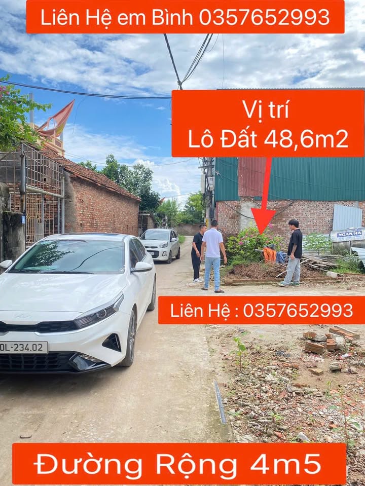 Đất thổ cư 48.6m² tại Sơn Đồng, Hoài Đức, Hà Nội - Giá 3 tỷ, Ô tô đỗ cửa!