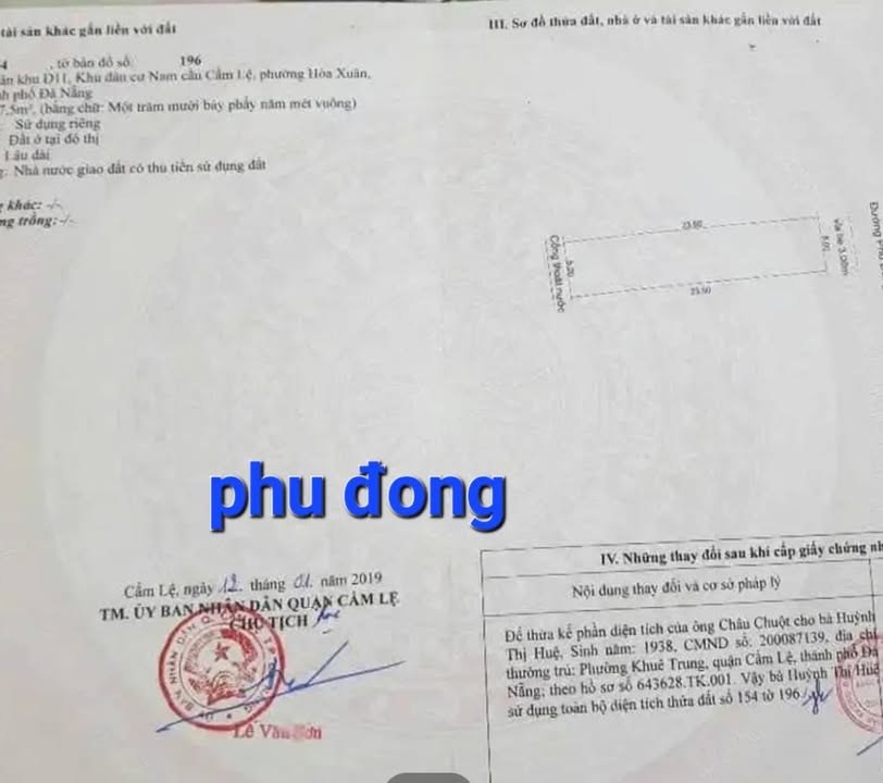 Bán đất đường Phù Đổng, phường Hòa Xuân, quận Cẩm Lệ, 117.5m² - Hướng Đông, giá 3.95 tỷ!