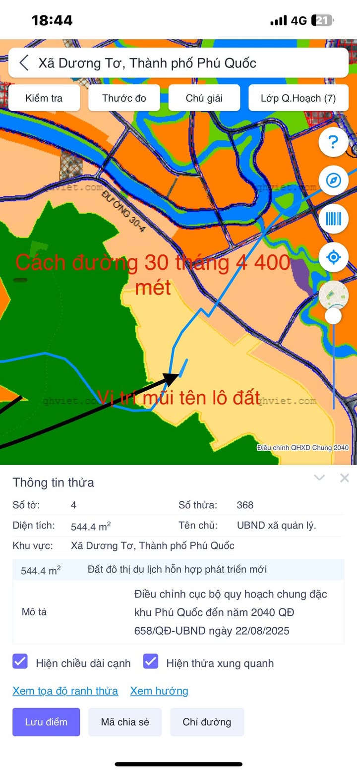 Đất nền biệt thự Phú Quốc 544m² giá 2 tỷ - Vị trí đắc địa gần đường 30 tháng 4!