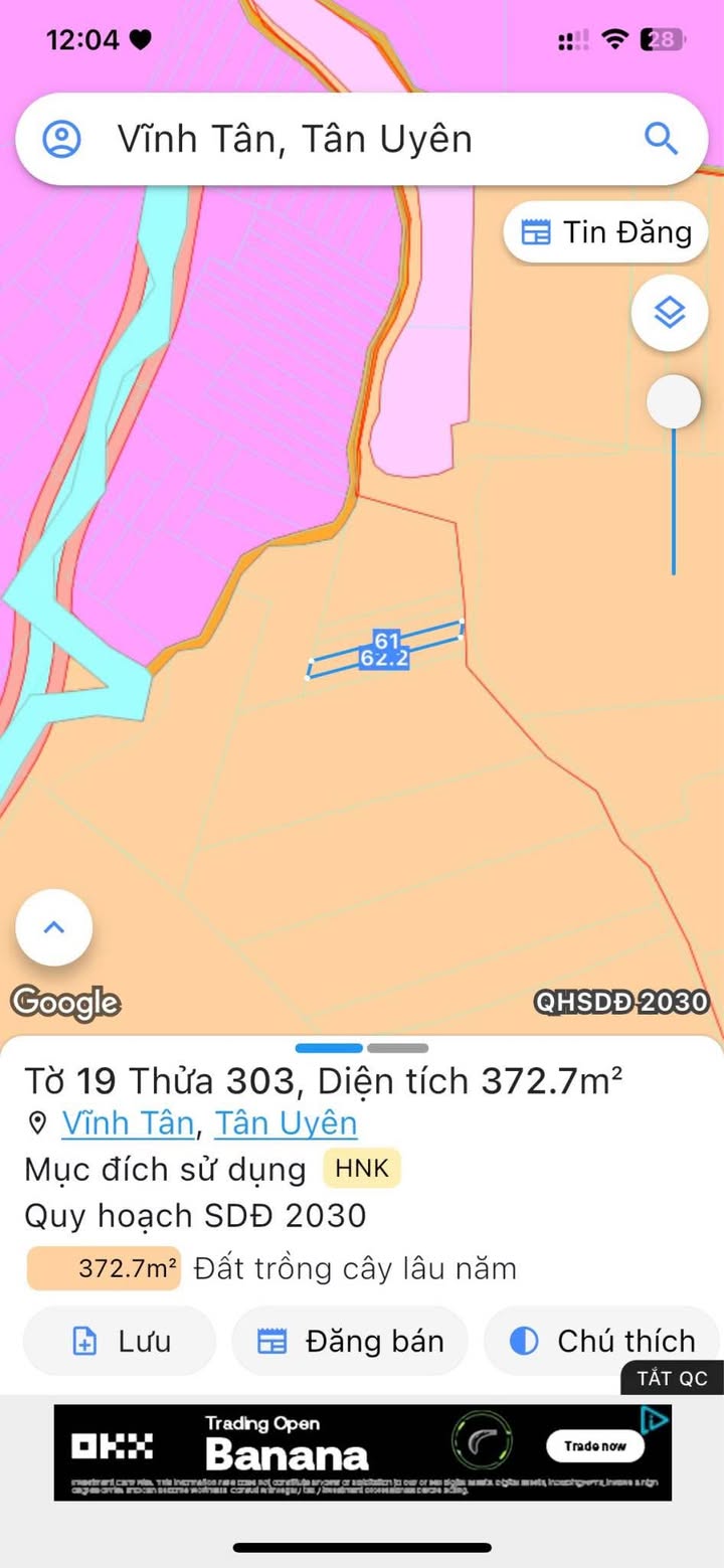 Đất nền Vĩnh Tân Tân Uyên 396.8m² giá 920 triệu - Sổ riêng chính chủ