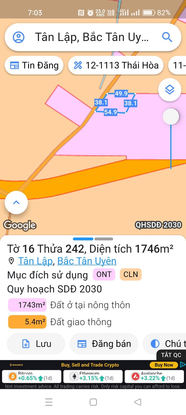 Đất nền Tân Lập 1746m² giá 6.2 tỷ - Chính chủ cần bán gấp!