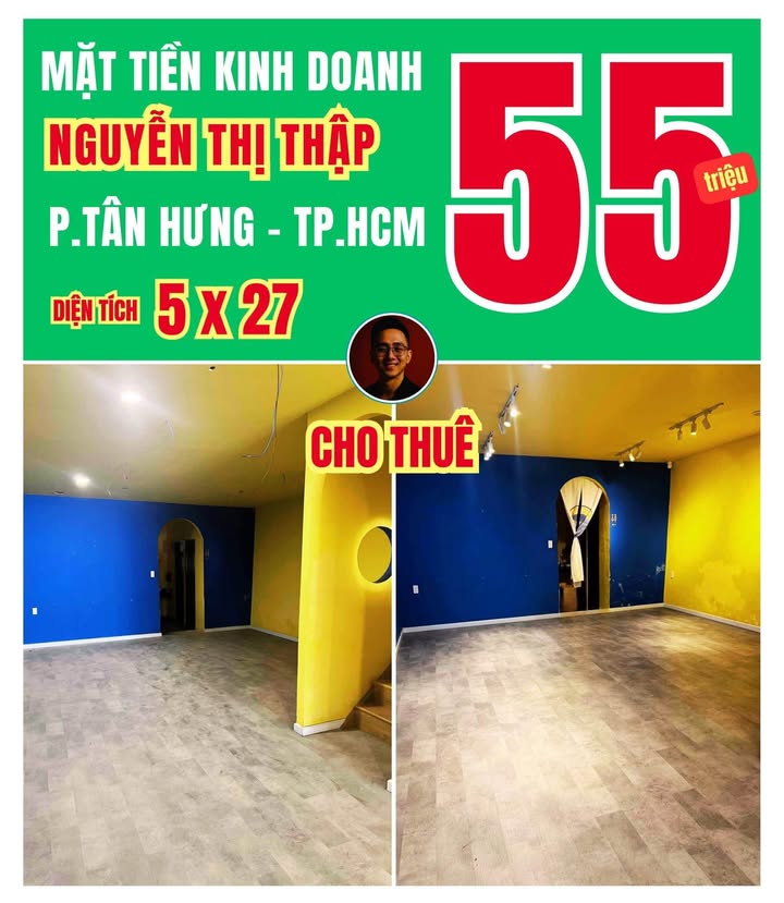 Nhà mặt tiền kinh doanh đường Nguyễn Thị Thập, Tân Hưng - Diện tích 135m², giá 55 triệu/tháng