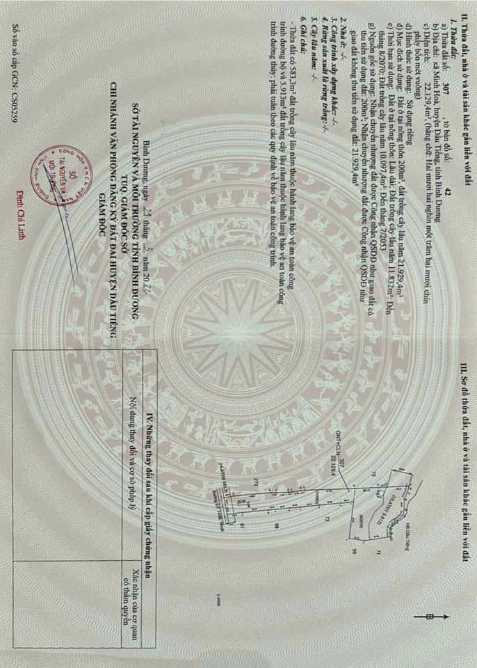 Đất nông nghiệp Dầu Tiếng 32.000m² giá 26 tỷ - Mặt tiền đường 749 rộng 38.5m