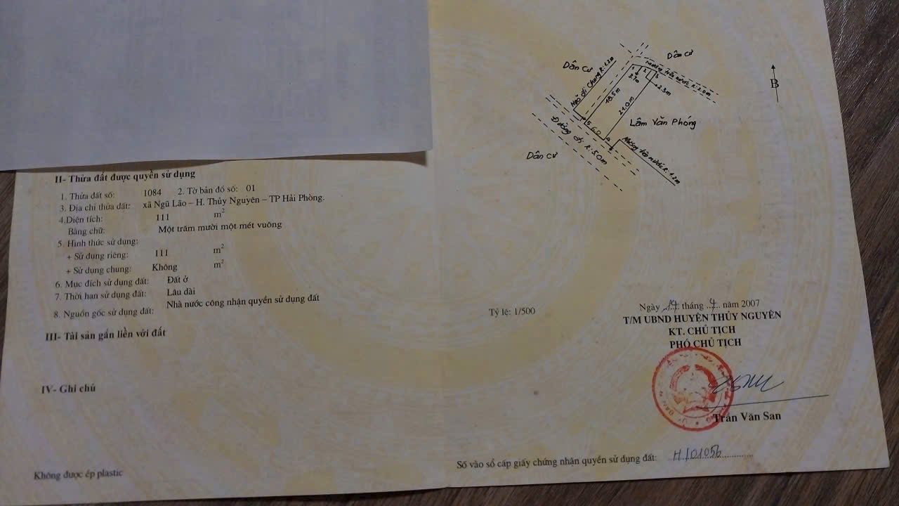 Đất thổ cư Nam Triệu Hải Phòng 111m² giá 2.5 tỷ - Chính chủ bán gấp!
