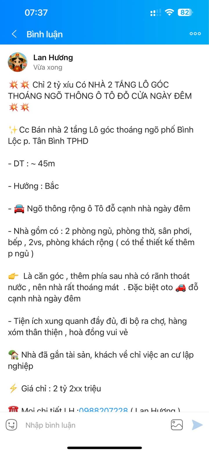 Nhà 2 tầng lô góc đường Bình Lộc, 45m² giá 2.2 tỷ - Ô tô đỗ cửa thoải mái!