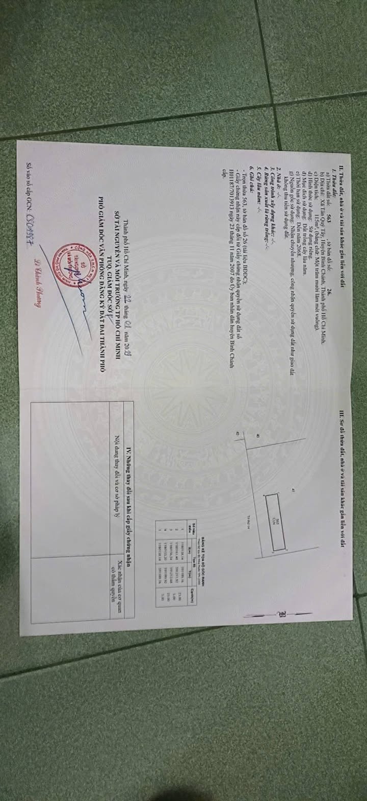 Đất vườn 115m² xã Tân Quý Tây Bình Chánh giá 800 triệu - Gần đường nhựa Đoàn Nguyễn Tuấn!