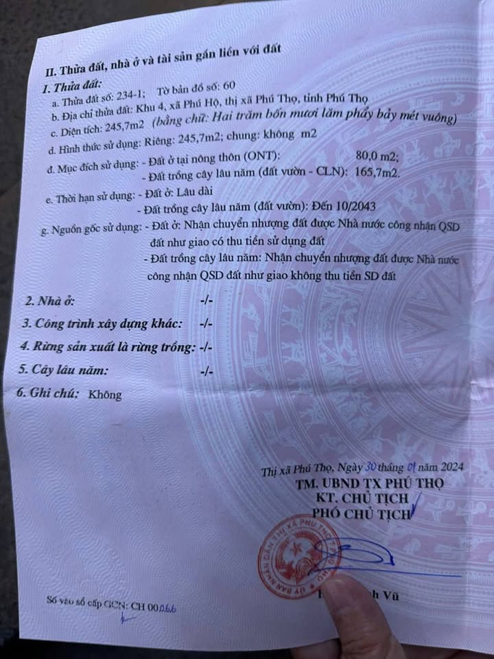 Đất thổ cư 80m² đường 35 Thị xã Phú Thọ - Giá thỏa thuận hấp dẫn!