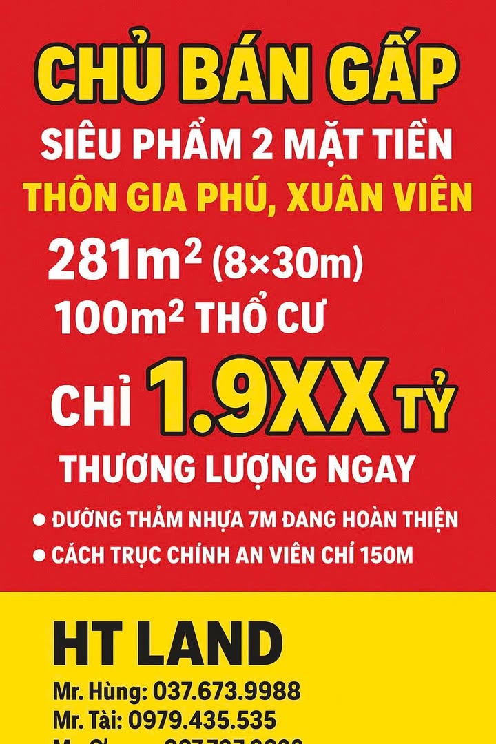 Đất thổ cư 281m² thôn Gia Phú, Nghi Xuân chỉ 1.9 tỷ - Đầu tư sinh lời ngay!