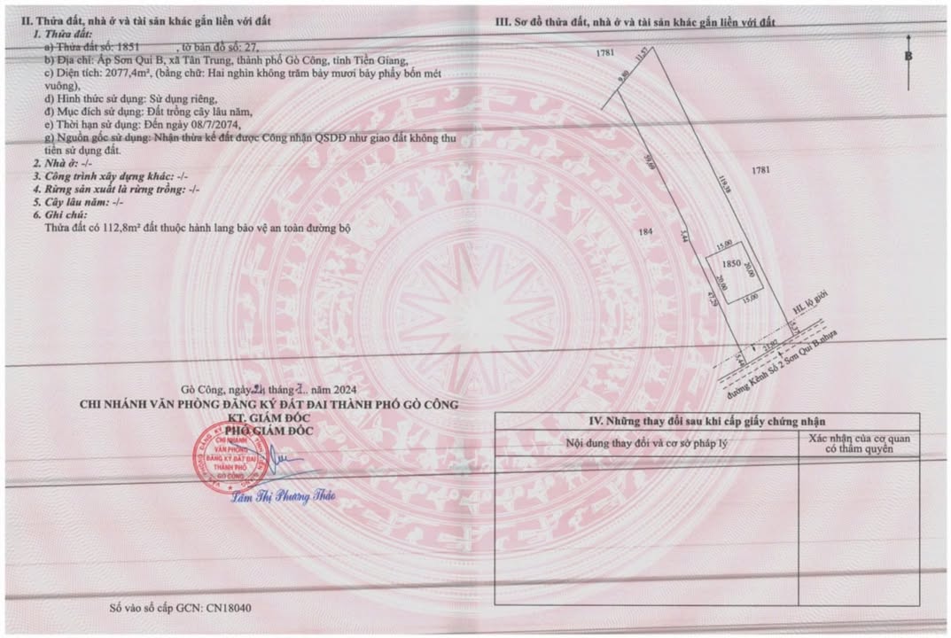 Đất nền mặt tiền Nhựa Sơn Qui B, Gò Công, 2380m² giá 7.14 tỷ - Đầu tư sinh lời ngay!