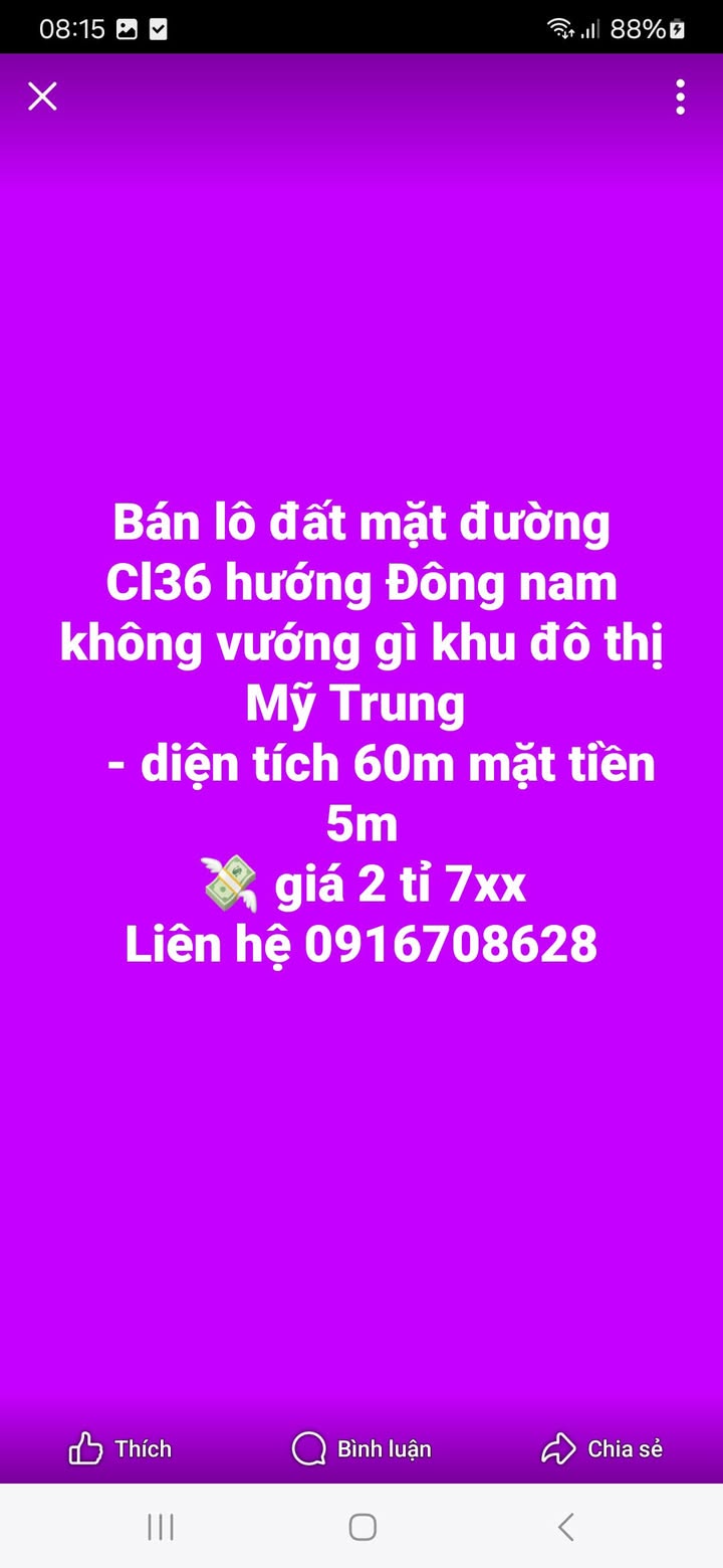 Đất nền mặt đường CL36, Khu đô thị Mỹ Trung 60m² giá 2.7 tỷ - Đầu tư sinh lời ngay!