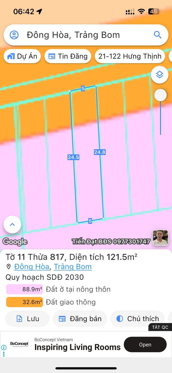 Đất thổ cư Hưng Thịnh Trảng Bom 125m² giá 850 triệu - Sổ đỏ chính chủ, xây dựng tự do!