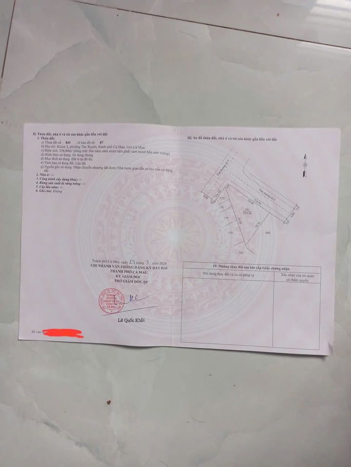 Đất thổ cư 2 mặt tiền tại phường Tân Xuyên, Cà Mau 259m² chỉ 1 tỷ - Cơ hội vàng đầu tư!