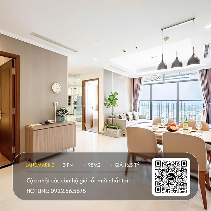 Căn hộ 3PN Vinhomes Central Park 98m² giá 16.5 tỷ - Tầm view sông tuyệt đẹp!