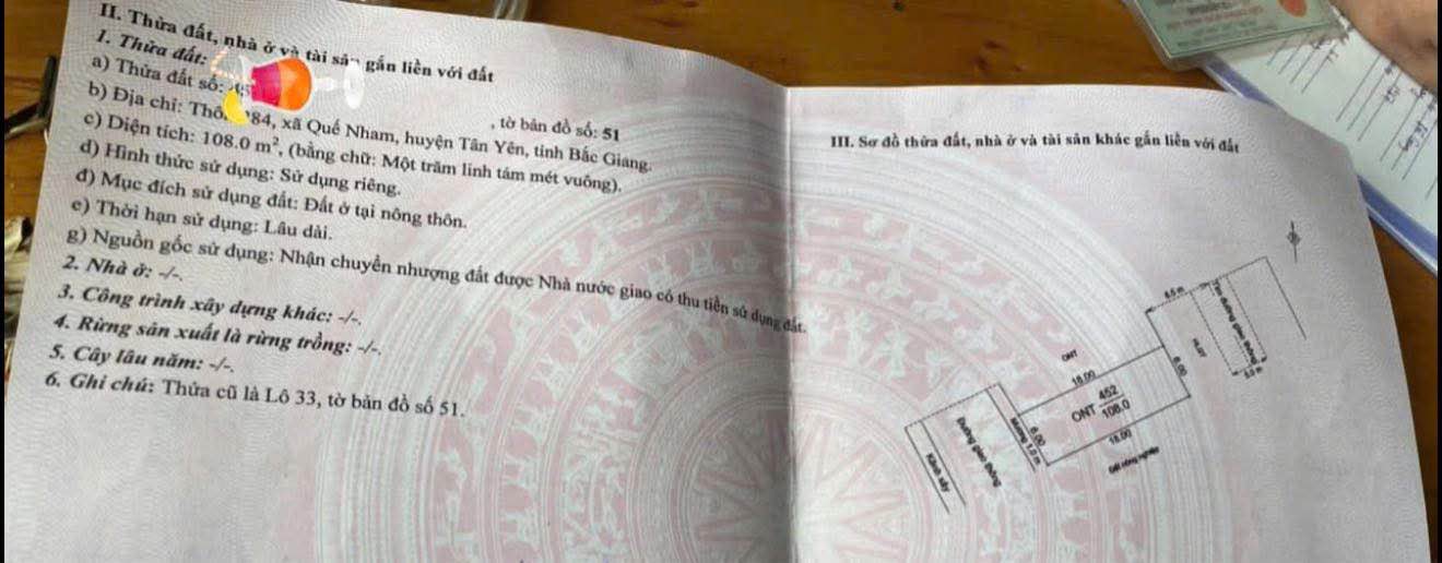 Đất đấu giá Quế Nham Tân Yên 108m² giá 2 tỷ - Sổ đỏ chính chủ!