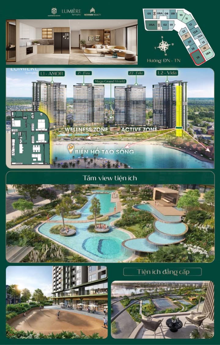Căn hộ 3 phòng ngủ LUMIERE SPRING BAY 110m² giá 7 tỷ - View hồ tuyệt đẹp!