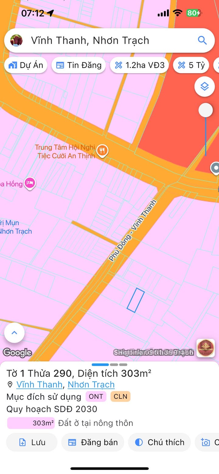 Đất nền 303m² tại Nhơn Trạch, Đồng Nai - Giá 3.8 tỷ, vị trí đắc địa!