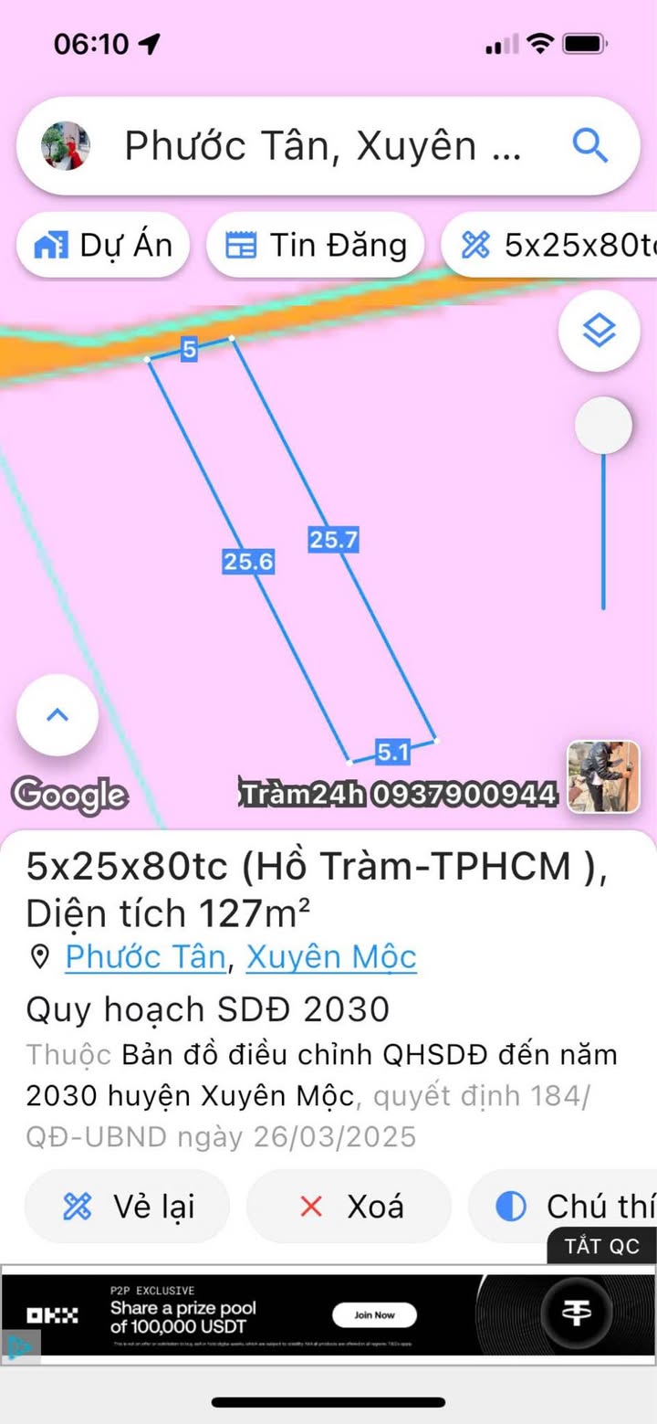 Đất Phước Tân - Xuyên Mộc 125m² giá 6xx triệu - Gần biển Hồ Tràm!