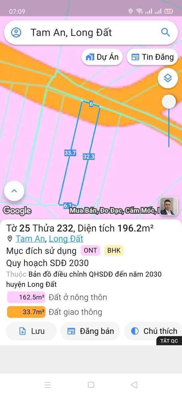 Đất nền Long Điền Bà Rịa - Vũng Tàu 192m² giá 1.2 tỷ - Đầu tư sinh lời ngay!