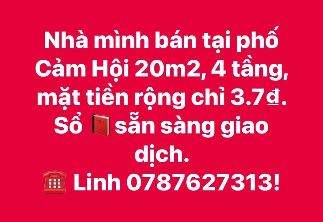 Nhà Cảm Hội 20m² giá thỏa thuận - Sổ đỏ chính chủ, mặt tiền rộng!