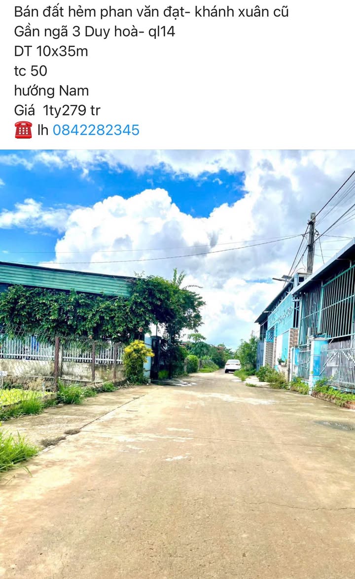 Đất hẻm Phan Văn Đạt, Khánh Xuân 350m² giá 1.275 tỷ - Sổ đỏ chính chủ!