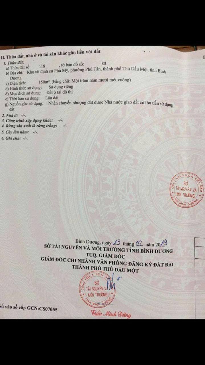 Lô đất đẹp Phú Tân, Thủ Dầu Một 150m² giá 3.6 tỷ - Đầu tư sinh lời ngay!