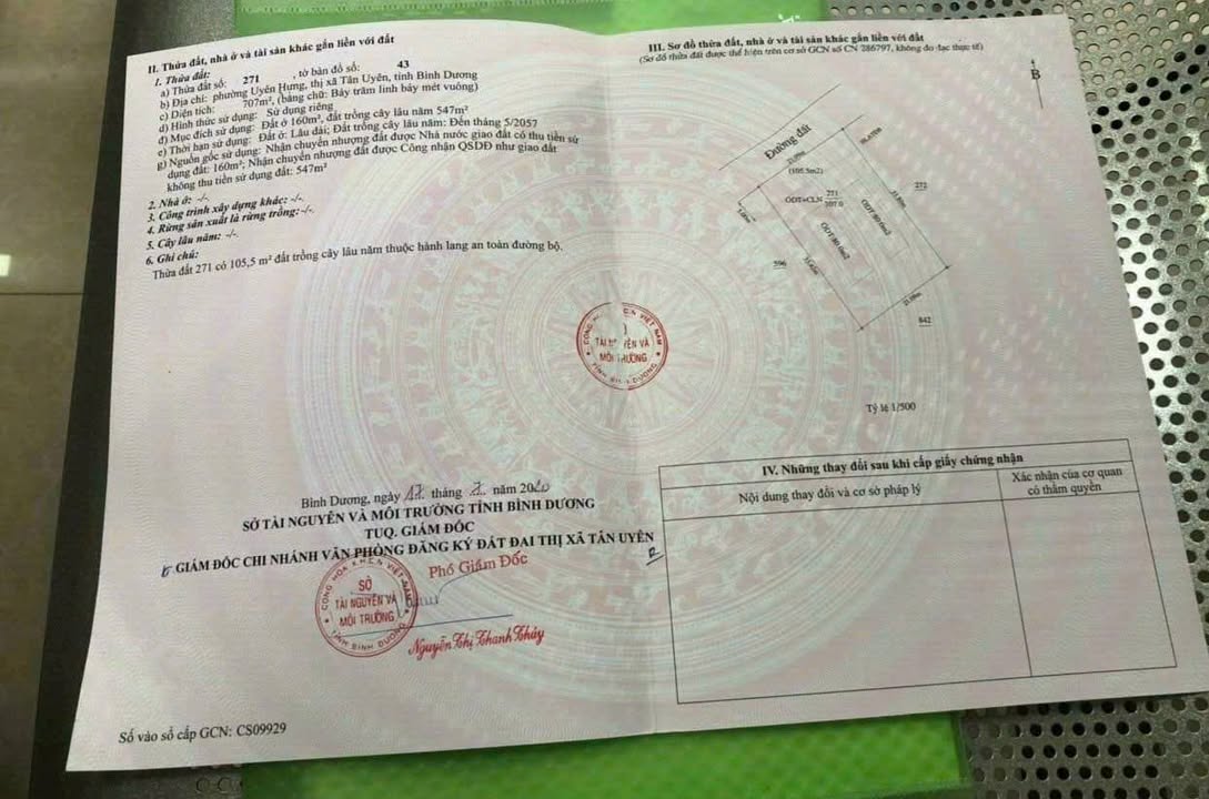 Đất mặt tiền đường nhựa Uyên Hưng Tân Uyên 707m² giá 6.5 tỷ - Đầu tư sinh lời ngay!