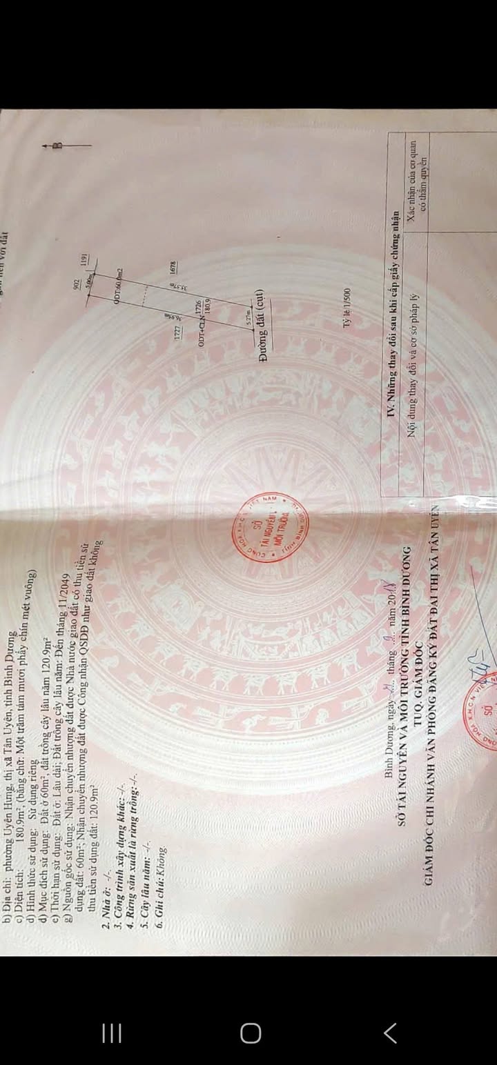 Đất thổ cư 60m² tại Phường Uyên Hưng, Tân Uyên - Mặt tiền đường nhựa chỉ 1.7 tỷ!