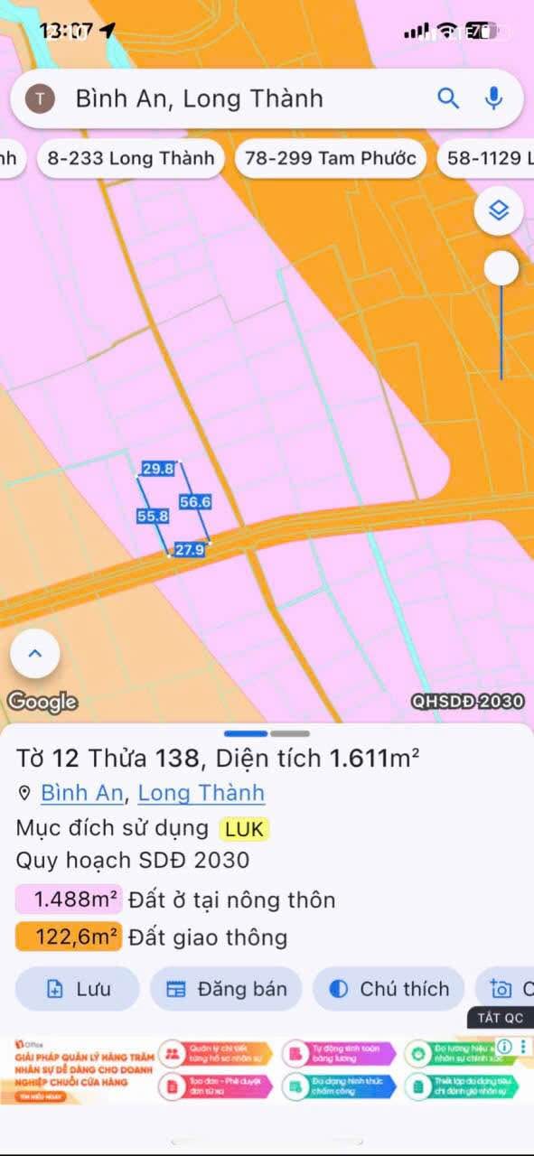 Đất nền Bình An - Long Thành 2754m² giá 7 tỷ - Đầu tư sinh lời cao!
