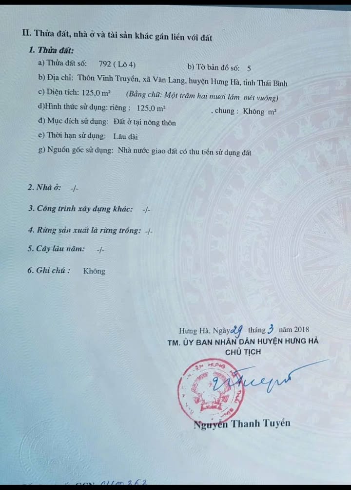 Đất nền lô góc Văn Lang Hưng Hà 125m² giá 700 triệu - Cơ hội đầu tư tuyệt vời!