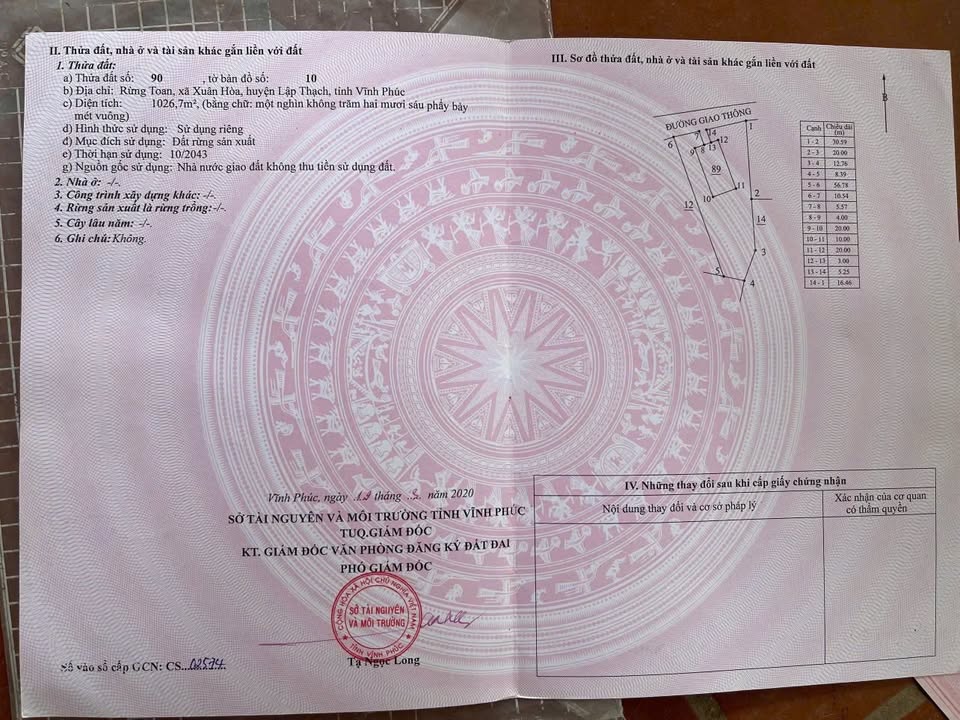 Đất nền Hòa Phong, Lập Thạch 1200m² - Cơ hội đầu tư hấp dẫn!