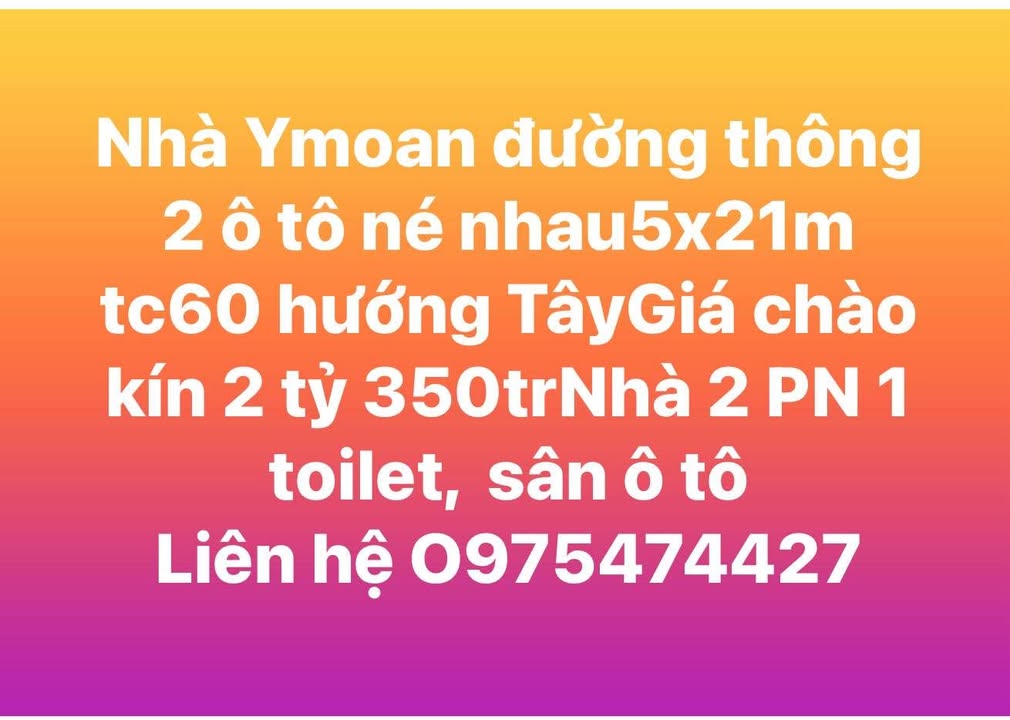 Nhà phố Ymoan, Buôn Ma Thuột 105m² giá 2.35 tỷ - Hướng Tây, sẵn sàng vào ở!