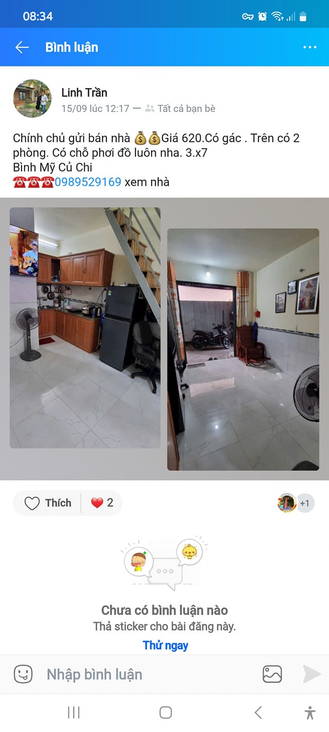 Nhà bán chính chủ Bình Mỹ Củ Chi 21m² giá 620 triệu - Gác lửng tiện nghi!