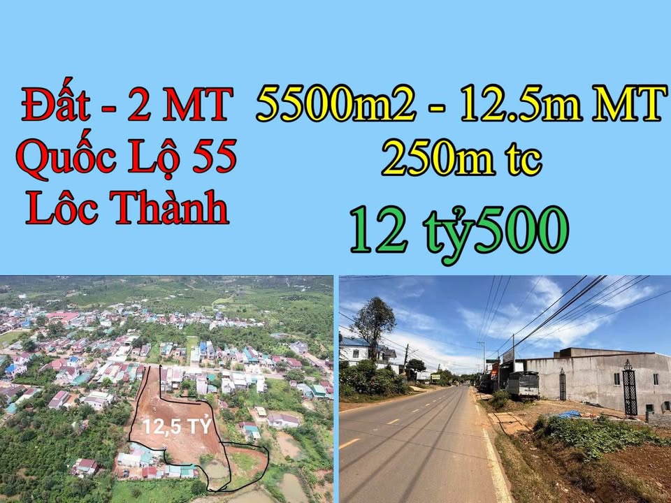 Đất mặt tiền Quốc Lộ 55, Lộc Thành, Bảo Lộc 5500m² giá 12.5 tỷ - Đầu tư sinh lời ngay!