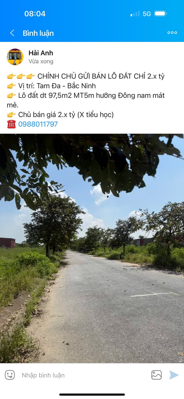 Đất nền KĐT Tam Đa NewCenter Bắc Ninh 92m² giá 2.1 tỷ - Hướng Đông Nam, sổ đỏ chính chủ!