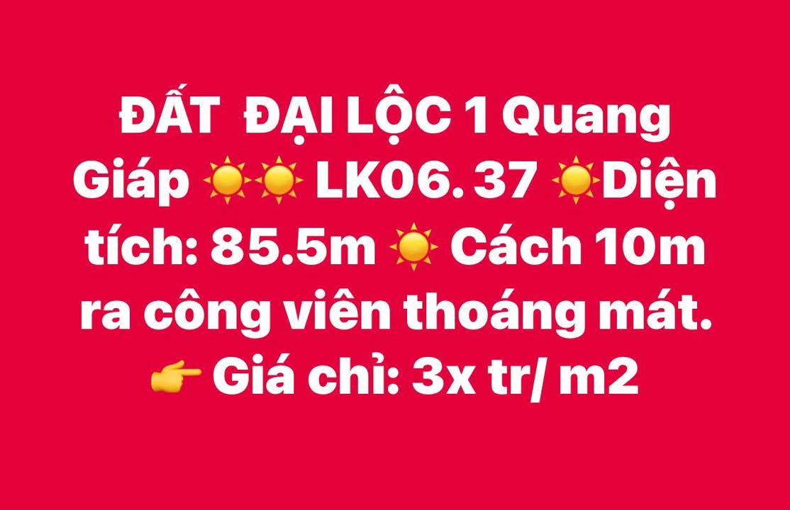 Đất thổ cư Đại Lộc 1 Hải Dương 85.5m² - Gần công viên thoáng mát