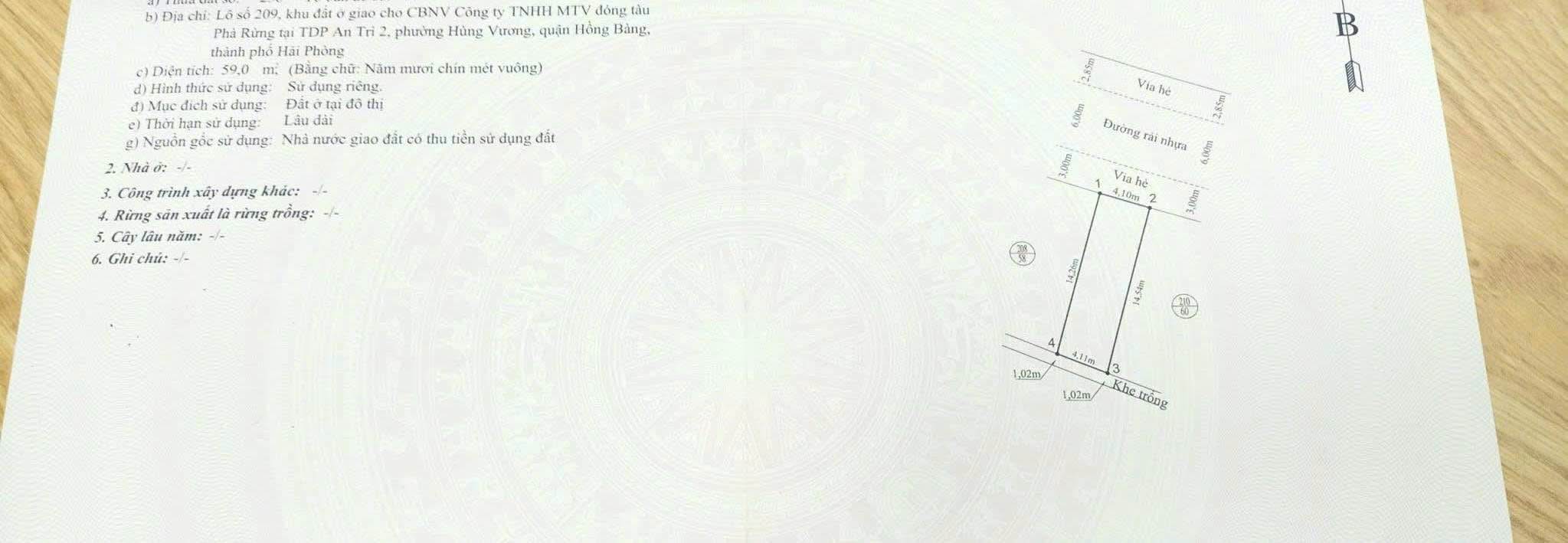 Lô đất phân lô Hùng Vương Hồng Bàng 59m² giá 1,8 tỷ - Cơ hội đầu tư tuyệt vời!